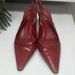 Red Prada heel slingback pointed shoe